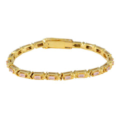 Pink CZ April Fools Eye-catching Pink Silver Tennis Bracelet