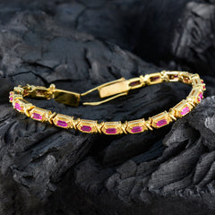 Ruby CZ Ascension Day Eye-catching Red 925 Silver Tennis Bracelet