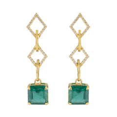 Emerald-CZ-Indian-Dewi-multiple-Stud-Green-925-Silver-Earring