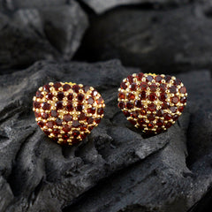 Garnet-Indian-Lakshmi-multiple-Stud-Red-Silver-Earring