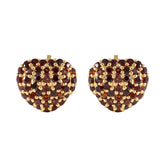 Garnet-Indian-Lakshmi-multiple-Stud-Red-Silver-Earring