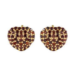 Garnet-Indian-Lakshmi-multiple-Stud-Red-Silver-Earring