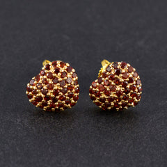 Garnet-Indian-Lakshmi-multiple-Stud-Red-Silver-Earring