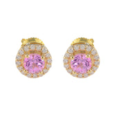Pink-CZ-American-Lourdes-multiple-Stud-Pink-925-Silver-Earring
