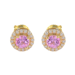 Pink-CZ-American-Lourdes-multiple-Stud-Pink-925-Silver-Earring