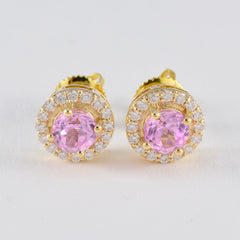 Pink-CZ-American-Lourdes-multiple-Stud-Pink-925-Silver-Earring
