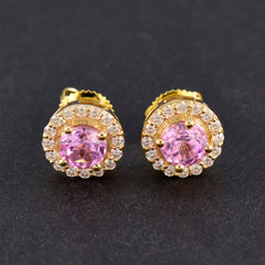 Pink-CZ-American-Lourdes-multiple-Stud-Pink-925-Silver-Earring
