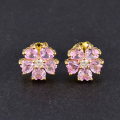 Pink-CZ-American-Aiko-multiple-Stud-Pink-925-Silver-Earring