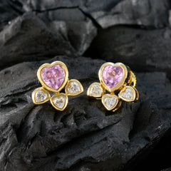 Pink-CZ-American-Mei-mehrere-Ohrstecker-Pink-92,5-Silber-Ohrring