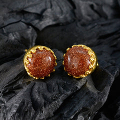 Sun-Stone-Spanish-Ángeles-Solitaire-Stud-Brown-Sterling-Silver-Earring