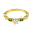Emerald CZ Halo Indian 925 Silver Green Gemstone Minimalist Modern Ring Jewelry
