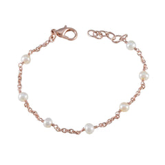 Pearl Autumn Begins Elegant White Silver Chain Bracelet