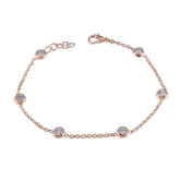 White CZ Avocado Day Elegant White Sterling Silver Chain Bracelet