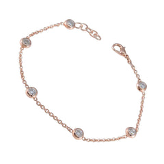 White CZ Avocado Day Elegant White Sterling Silver Chain Bracelet