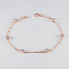 White CZ Avocado Day Elegant White Sterling Silver Chain Bracelet