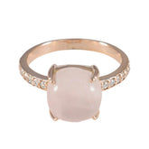 Rose Quartz Halo Latin American 92.5 Silver Pink Gems Whisper thin Love Ring Jewellery