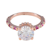 Ruby CZ Halo Korean Silver Red Gems Delicate Contemporary Ring Jewelry