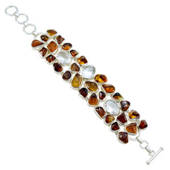 Amber Bank Holiday Chunky Brown Sterling Silver Links Bracelet