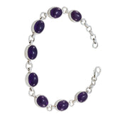 Amethyst Beer Day Minimal Purple Silver Links Bracelet
