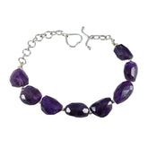 Amethyst Beginning of Summertime Essential Purple Silver Links Bracelet