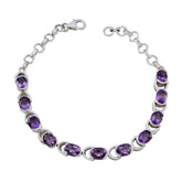 Amethyst Bicycle Day Tiny Purple Sterling Silver Links Bracelet