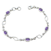Amethyst Black Business Month Whisper-thin Purple Sterling Silver Links Bracelet