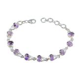Amethyst Black History Month Slim Purple Silver Links Bracelet