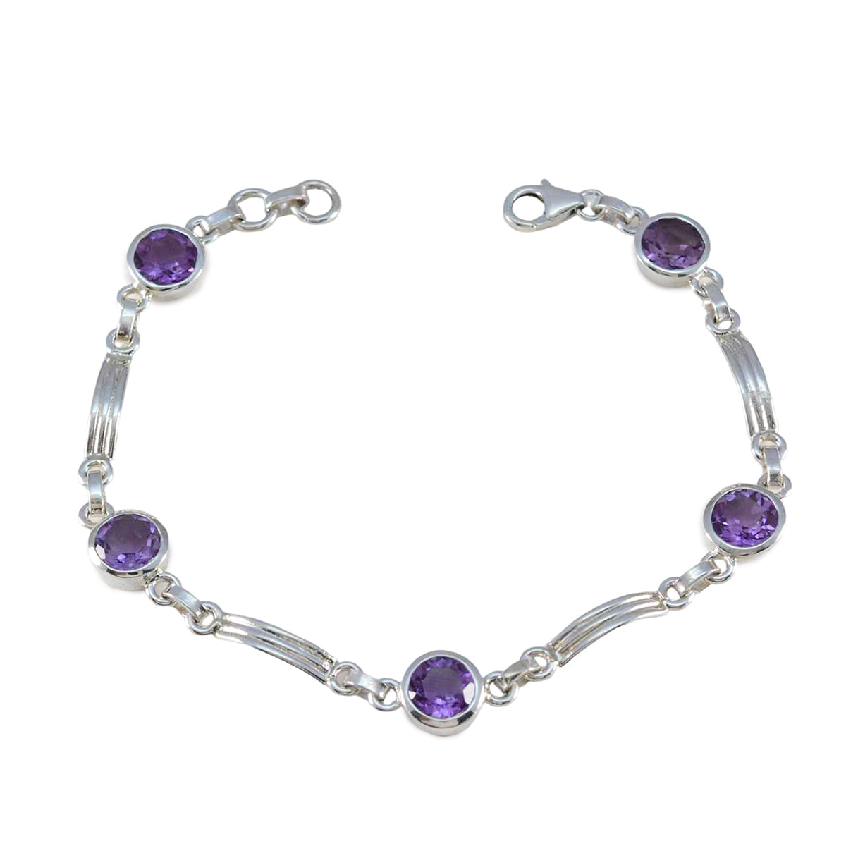 Amethyst Bow Tie Day Featherlight Purple Silver Links Bracelet