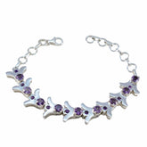 Amethyst Breast Cancer Awareness Month Eye-catching Purple 925 Silver Tennis Bracelet