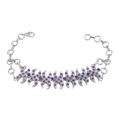 Amethyst Bridal Classic Purple Silver Tennis Bracelet