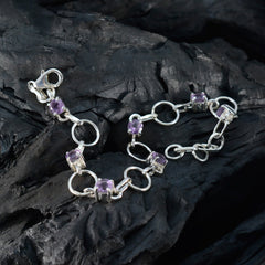 Amethyst BST ends Delicate Purple Sterling Silver Links Bracelet