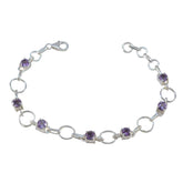 Amethyst BST ends Delicate Purple Sterling Silver Links Bracelet