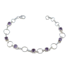 Amethyst BST ends Delicate Purple Sterling Silver Links Bracelet