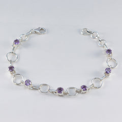 Amethyst BST ends Delicate Purple Sterling Silver Links Bracelet