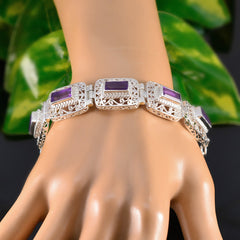 Pulsera de tenis de plata 925 morada llamativa con amatista BST