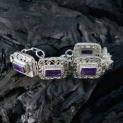 Pulsera de tenis de plata 925 morada llamativa con amatista BST