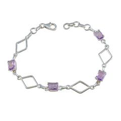 Amethyst Burger Day Flüsterdünnes lila Silbergliederarmband