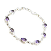Amethyst Casual Featherlight Purple Sterling Silver Links Bracelet