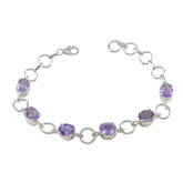 Amethyst Beginning of Summer Slim Purple 925 Silver Links Bracelet