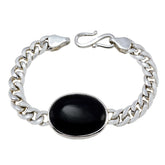 Black Onyx Chinese New Year Edgy Black Silver Chain Bracelet
