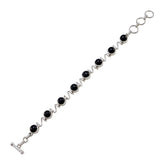 Black Onyx Chocolate Milkshake Day Slim Black 925 Silver Links Bracelet