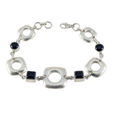 Black Onyx Christmas Classic Black Silver Links Bracelet