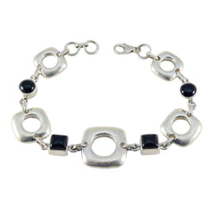 Black Onyx Christmas Classic Black Silver Links Bracelet