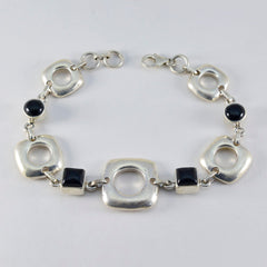 Black Onyx Christmas Classic Black Silver Links Bracelet