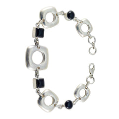 Black Onyx Christmas Classic Black Silver Links Bracelet