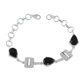 Black Onyx Christmas Day Slim Black Sterling Silver Links Bracelet