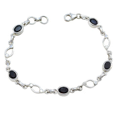 Black Onyx Christmas Jumper Day Dainty Black Sterling Silver Links Bracelet