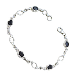 Bracelet délicat en argent sterling et onyx noir pour Noël