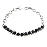 Black Onyx Clean Your Desk Day Tiny Black Silver Tennis Bracelet