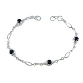 Black Onyx Coachella Featherlight Black Silver Links Bracelet